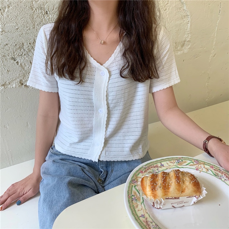 Áo cardigan SUXI tay ngắn cổ chữ V màu sắc ngọt ngào thời trang dành cho nữ