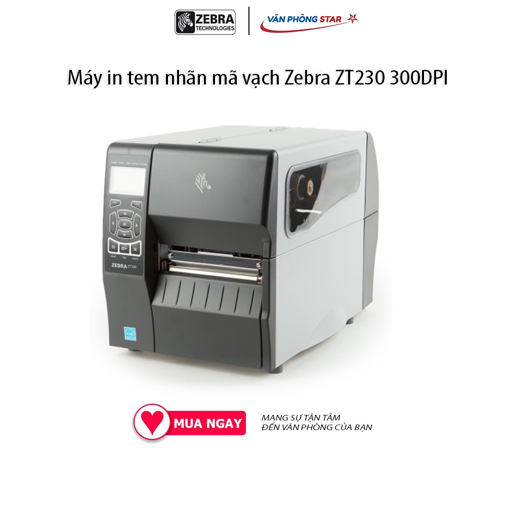 Máy in mã vạch Zebra ZT230 - 300DPI Tốc độ in tối đa 6 inches/giây Bề rộng nhãn tối đa có thể in 110 mm 300 dpi.