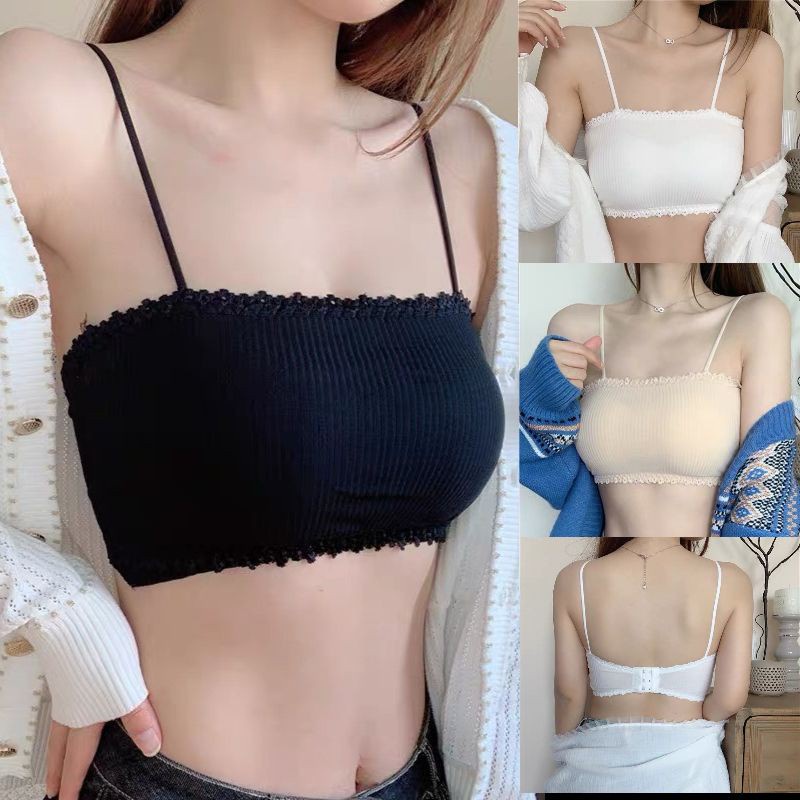 Áo Lót Ngực Bra Nữ Len Tăm 2 Dây Viền Hoa Có Móc Cài Sau Đệm Nâng Ngực 8832
