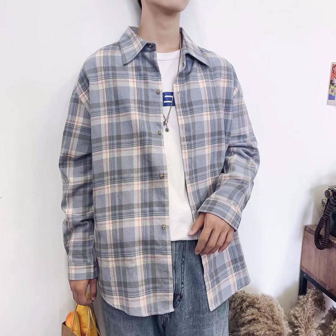 Áo Sơ Mi Ca Rô Dài Tay Dáng Rộng Cá Tính Theo Phong Cách Hàn Quốc / Size S-3Xl | BigBuy360 - bigbuy360.vn