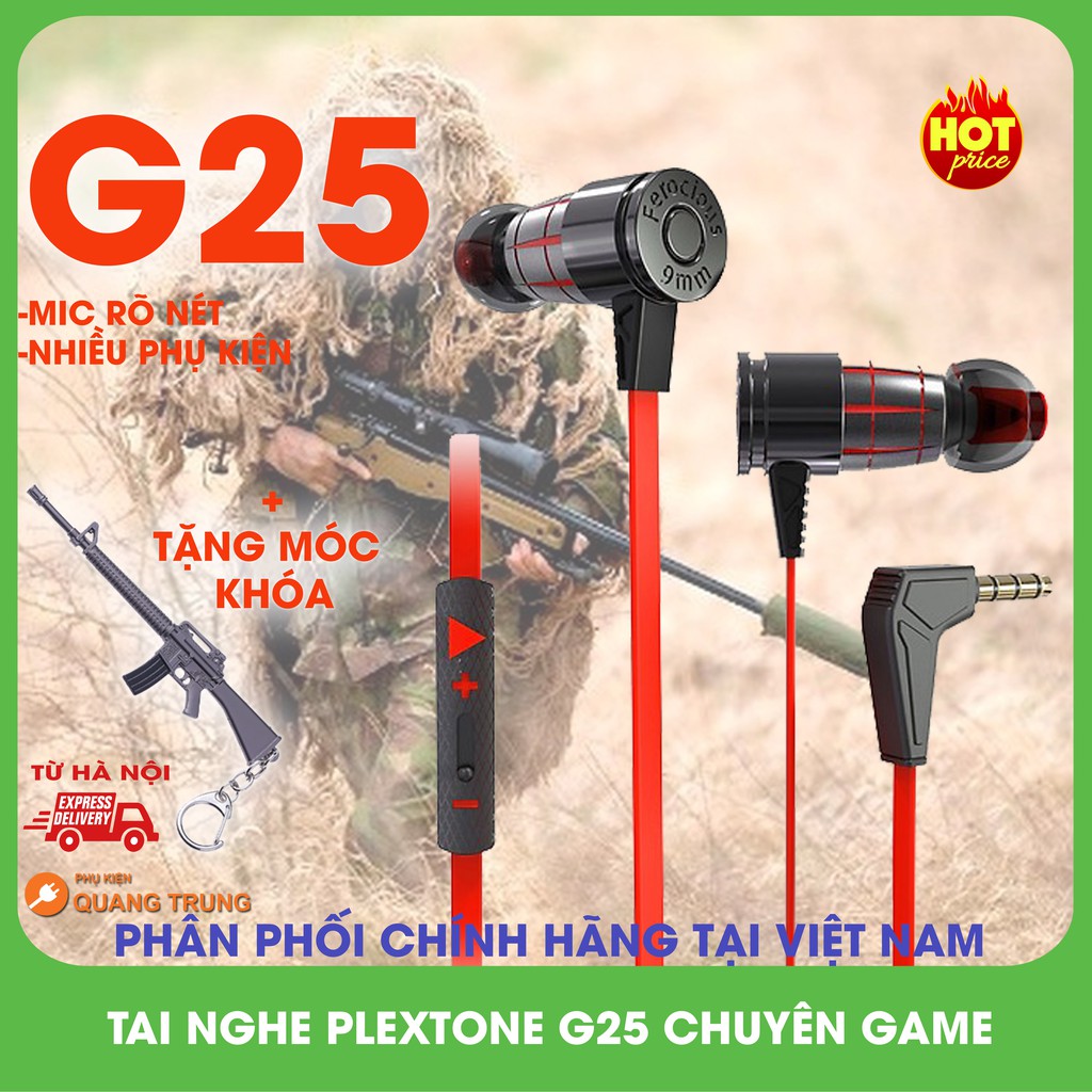 Tai nghe plextone G25 game thủ,thiết kế hình viên đạn(Tặng móc khóa PUBG)