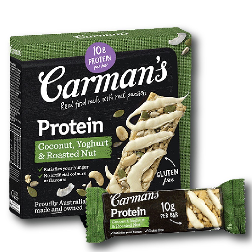 Thanh Giàu Đạm Carman's Protein Bar Coconut, Yoghurt, Roasted Nut - Vị Dừa, Sữa Chua - 200g