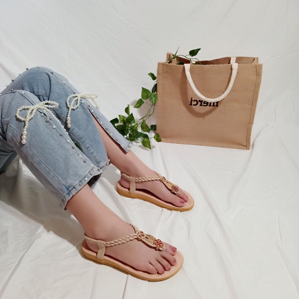 Giày sandal nữ quai kẹp thổ cẩm phong cách vintage hàng chuẩn shop-HÌNH CHỤP THẬT-tbtc2