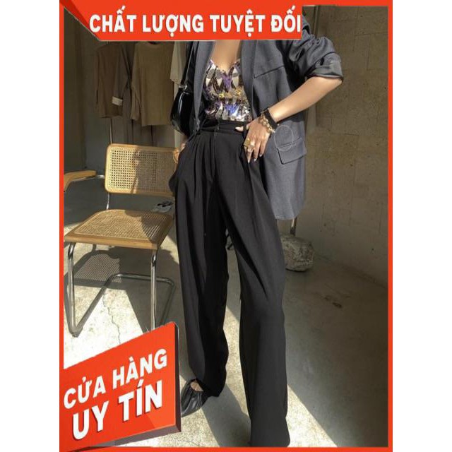 Quần tây ống rộng dáng siêu dài cạp cao- hình thật | BigBuy360 - bigbuy360.vn