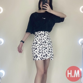 Sét đồ nữ chân váy chữ a họa tiết da beo+ áo thun nữ