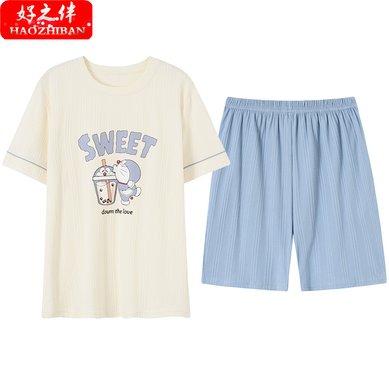 Bộ Đồ Ngủ Vải Cotton In Hình Doraemon / Pikachu Thời Trang Mùa Hè Cho Các Cặp Đôi