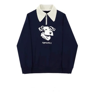 Áo sweater nỉ cổ áo len polo siêu xinh - form dưới 50kg