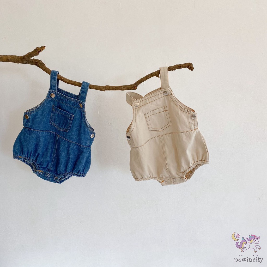 Quần yếm denim dễ thương phong cách Hàn Quốc thời trang dành cho trẻ em