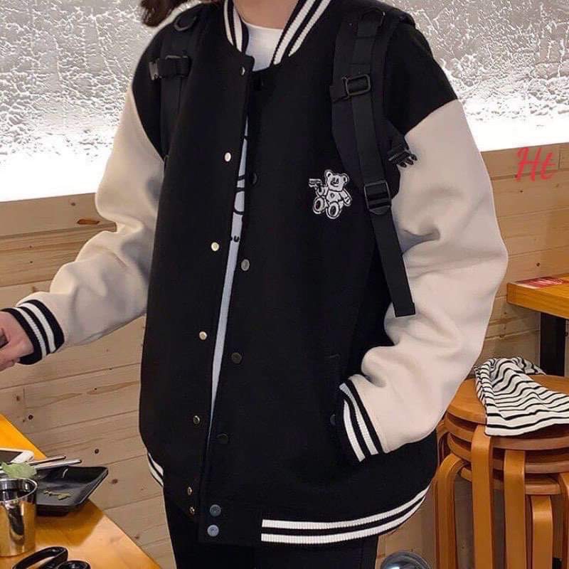 Áo bomber phối tay gấu ngồi H2A