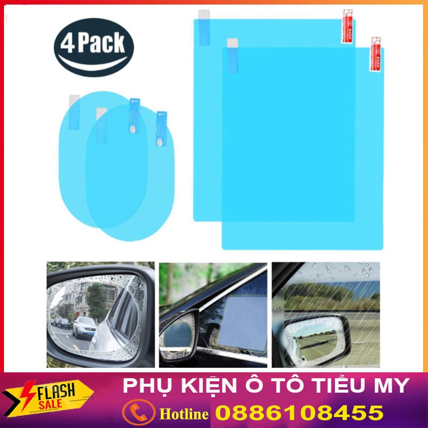 Bộ 4 miếng dán chông đọng nước kính hông và gương chiếu hậu ô tô xe hơi DC150 - Bảo hành 3 tháng
