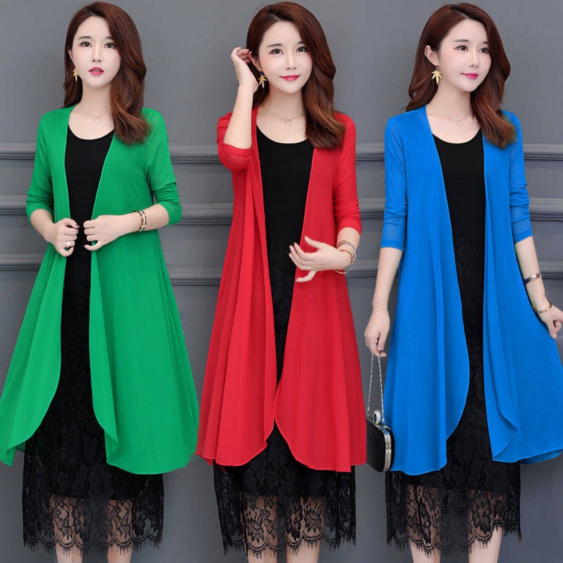 Áo Choàng Đi Biển Tay Dài Phối Lưới Phong Cách Phương Tây Thời Trang Mùa Hè Cá Tính