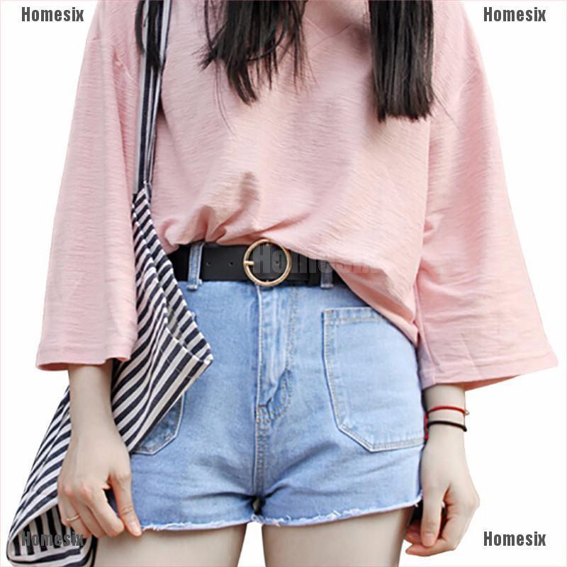 [UHMSI] Women Girls Belts Leather Round Metal Pin Buckle Waist Belt Waistband RBD