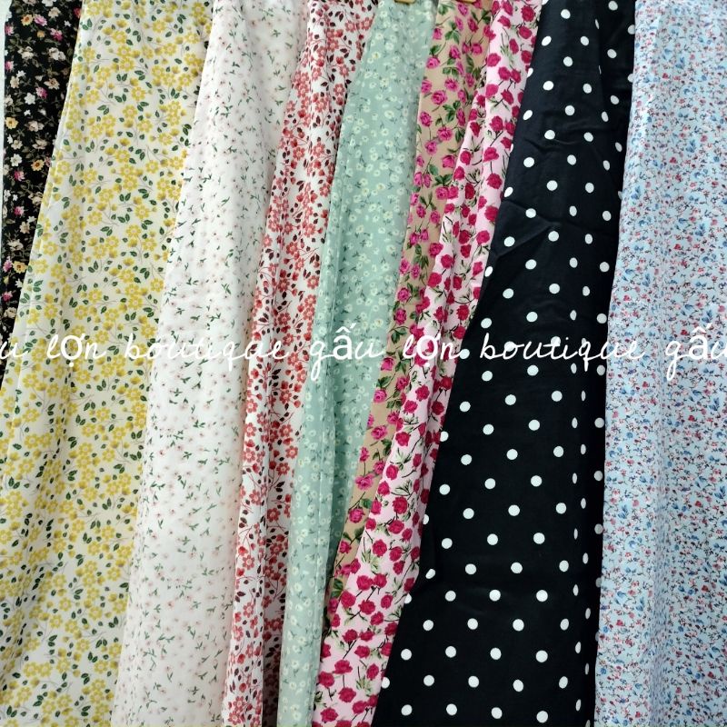 Chân váy hoa nhí chấm bi midi vintage ảnh thật