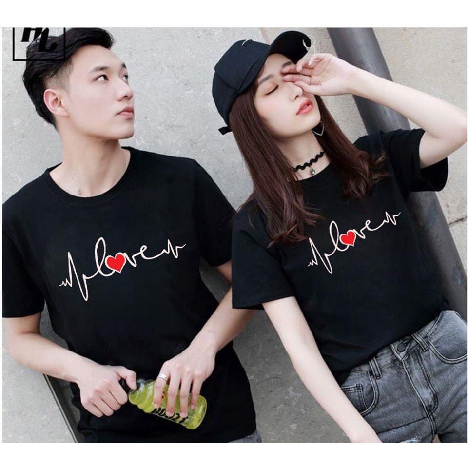 Áo thun Cặp Love chất liệu thun cotton 100% co giãn 4 chiều , thun mát lạnh , cam kết y hình