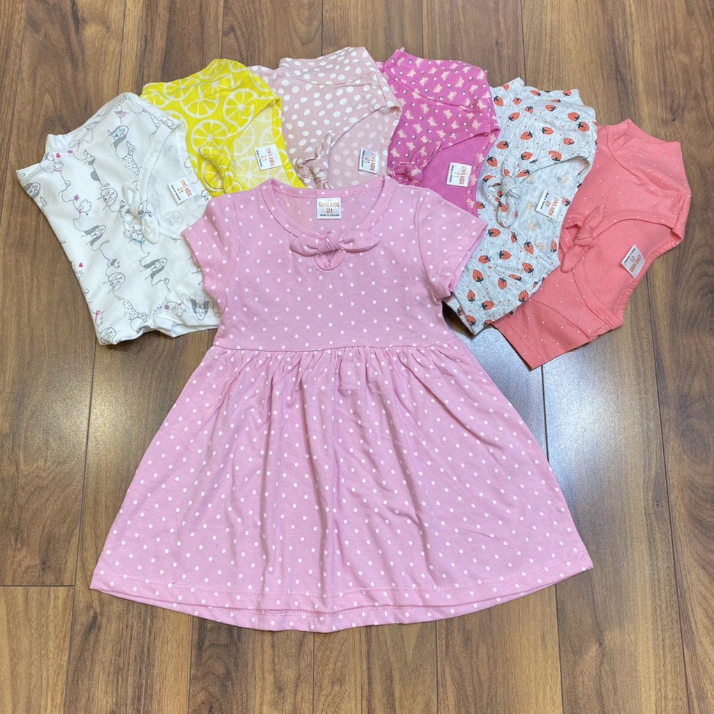 ✔️8-20kg✔️ Váy bé gái cotton VNXK mẫu cổ nơ BẢNG MÀU 1 CÓ ẢNH THẬT XẢ HÀNG LẺ SIZE