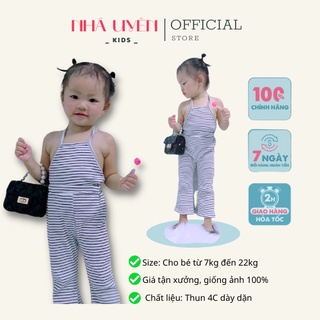 Quần áo bé gái Nhã Uyên Kids bộ sọc áo yếm quần ống loe chất cotton 4C dễ thương cho bé từ 1 - 5 tuổi mã BK036