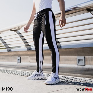Quần Dài Thun Nam Ống Bó Tập Gym Thể Thao Phối Sọc Đẹp Cao Cấp - M190