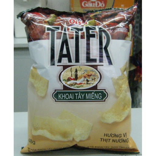 Snack Oishi Tater khoai tây miếng vị thịt nướng 48gr