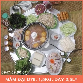 Mâm nhôm cỡ đại loại to tròn D79cm, nặng 1,5kg, dày 2,5ly, đồ dùng phòng bếp để ăn cơm, cỗ, tiệc, lẩu của Shop Trần Gia