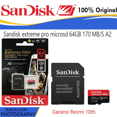 Camera Hành Trình Sandisk Extreme Pro Microsd 64gb 170mb / S A2 Cho Drone