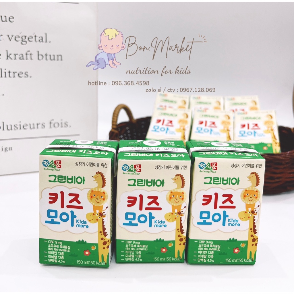 Sữa Tươi Greenbia Hi-kids Hàn Quốc / Lốc 3 Hộp x 150ml tăng cân tăng cao cho bé 1y+