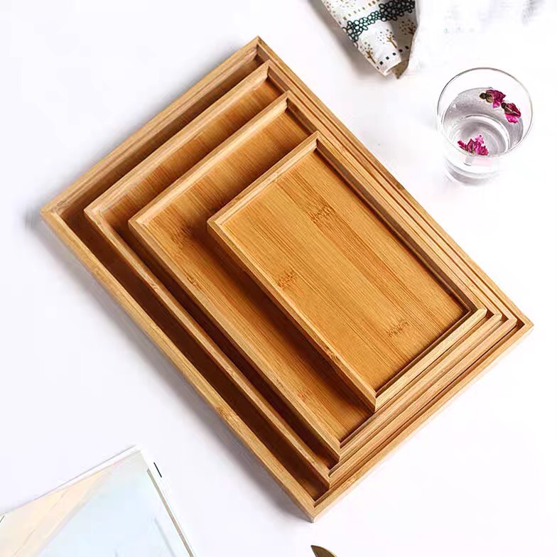 khay gỗ trang trí hình chữ nhật, cách nhiệt, chống dính, khay để nước hoặc đựng đồ ăn đơn giản tinh tế