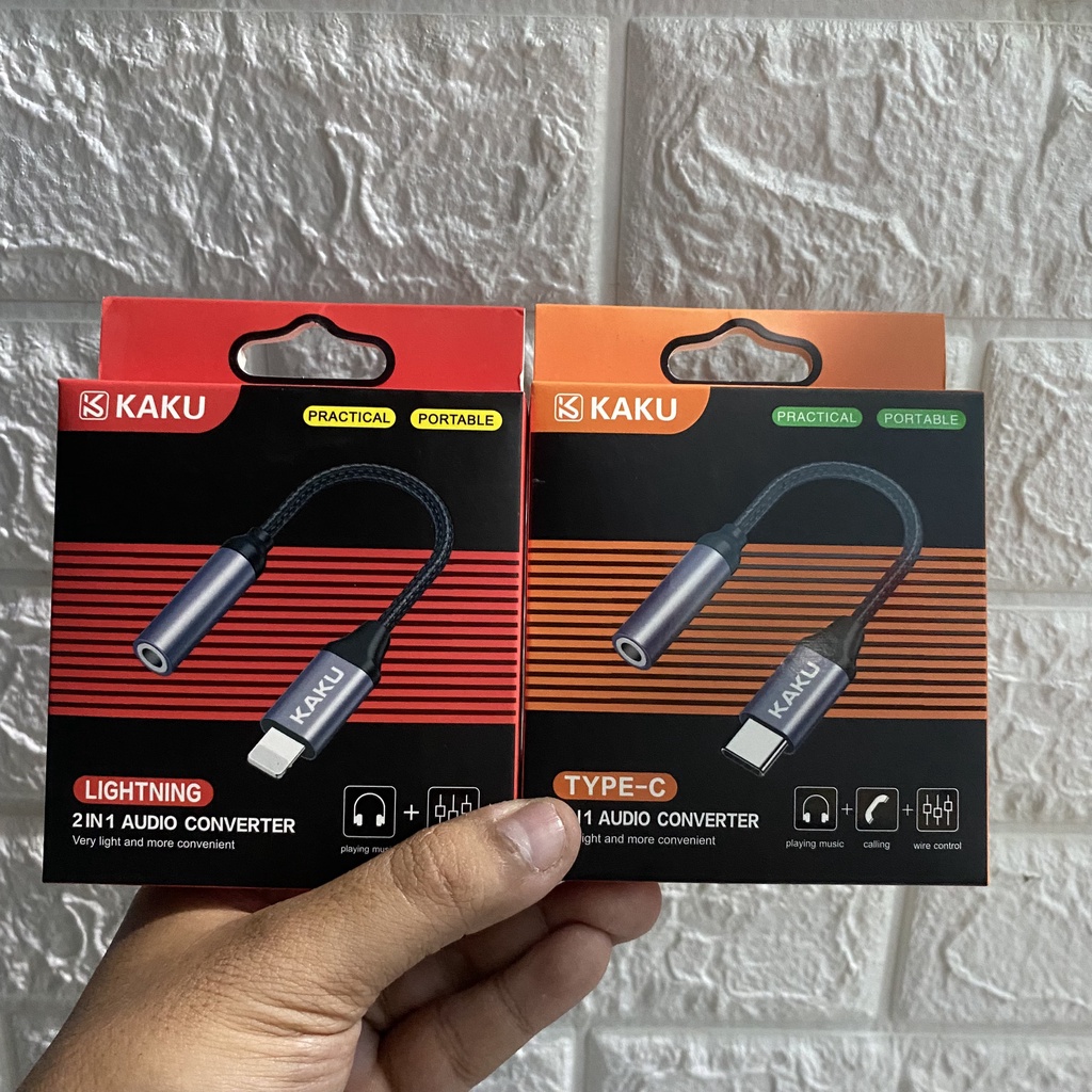 Cáp chuyển Kaku Type C to 3.5 mm và Lightning to 3.5 mm