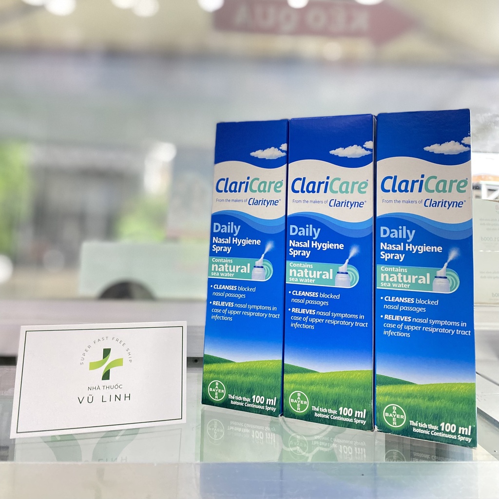 (CHÍNH HÃNG) Dung dịch rửa mũi hằng ngày, thành phần nước biển tự nhiên ClariCare Daily Nasal Hygiene Spray (Chai 100ml)