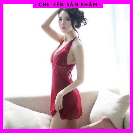 Đầm Ngủ, Váy Ngủ Ren MS1710 Quai Lưng Chéo Sexy