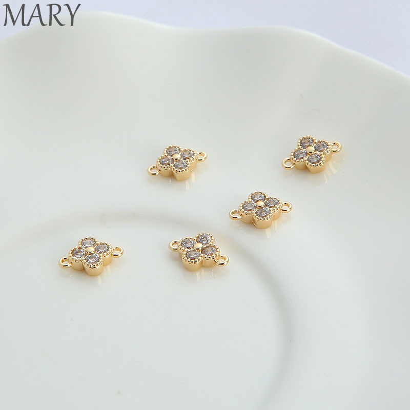 Bộ Phụ Kiện Làm Trang Sức Thủ Công Hình Cỏ Bốn Lá Bằng Đồng 14K diy