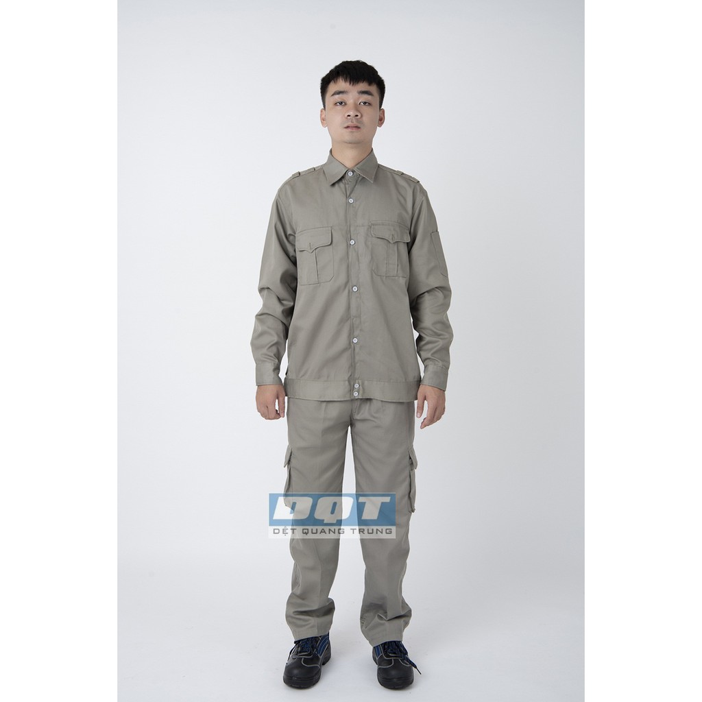 Bộ Quần Áo Công Nhân Kĩ Sư Túi Hộp Màu Ghi Đậm - Sb 22