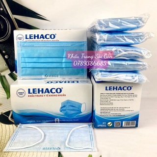 Khẩu trang y tế Lehaco 4 Lớp Màu Xanh 50 cái / hộp - Khẩu trang y tế kháng khuẩn Lehaco