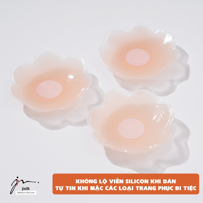 Dán ngực jisilk tàng hình, miếng dán ngực silicon chống nước bông hoa siêu dính P.DAN-03