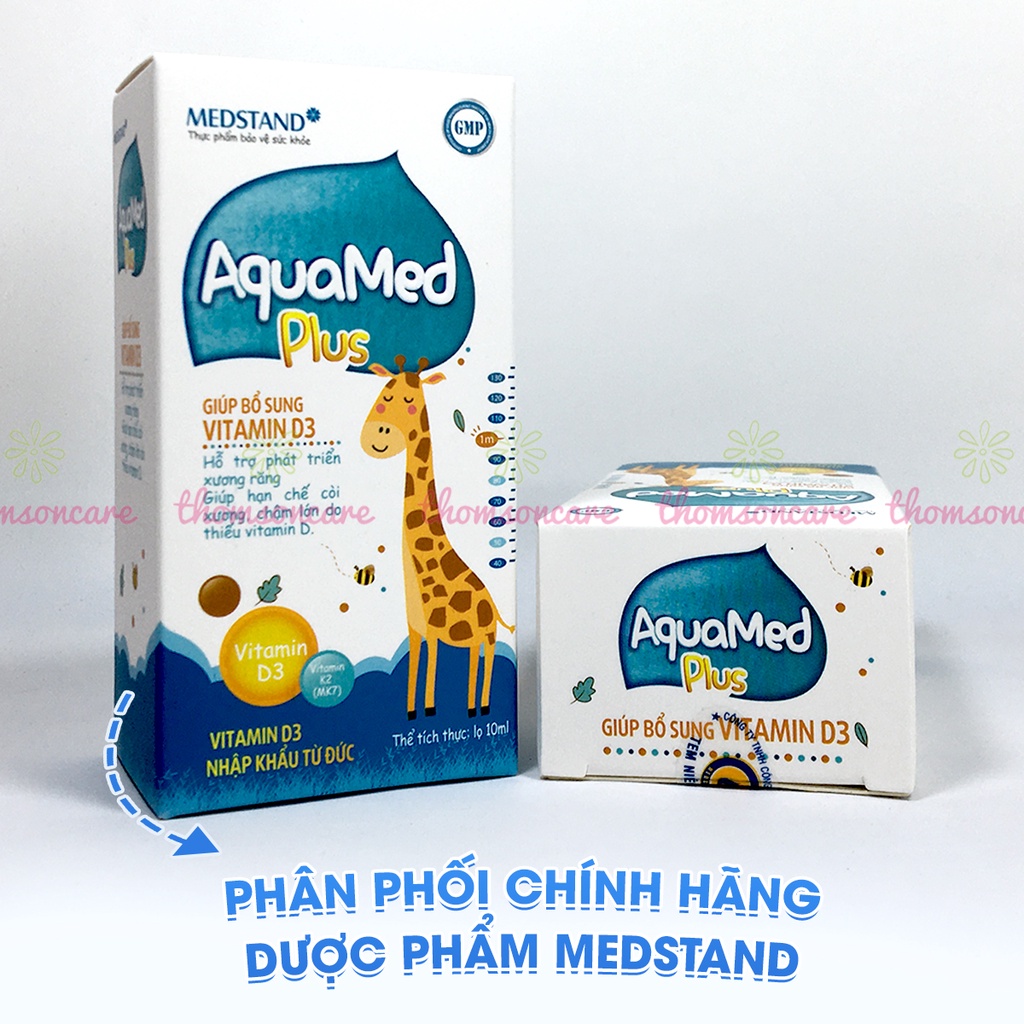 Bổ Sung Vitamin D3 AquaMed Plus cho trẻ - Phát triển xương răng, chiều cao - Hạn chế còi xương, chậm lớn lọ 10ml