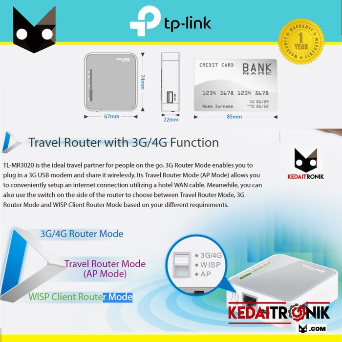 Mới Usb Phát Sóng Wifi Tp-link Tl-mr3020 3g / 4g