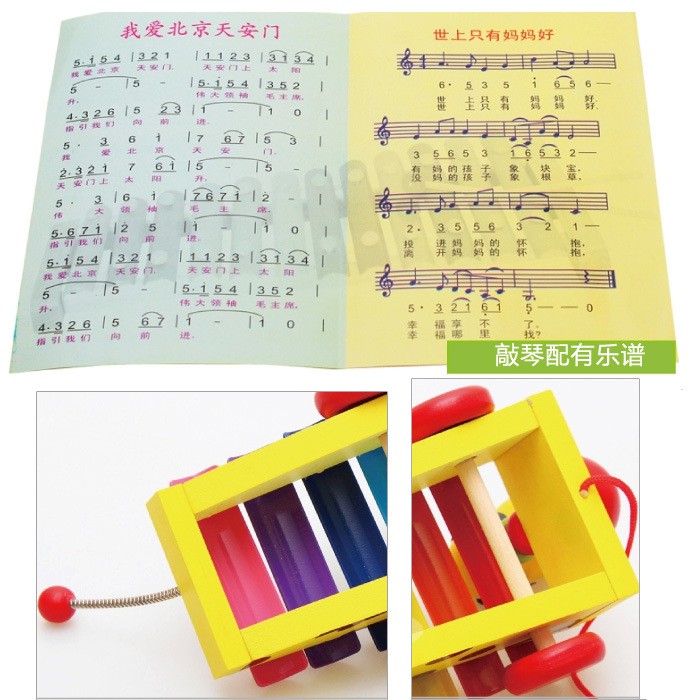 Đồ chơi đàn Xylophone âm thanh chuẩn kết hợp xe kéo cho bé chơi vận động và phát triển thính giác