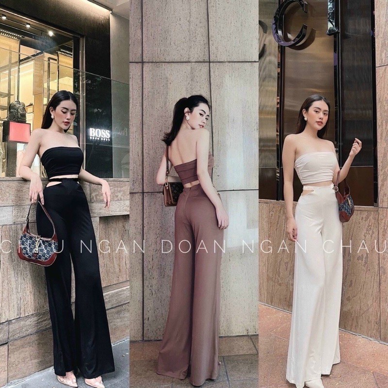 Set áo ống và quần suông tôn dáng siêu xinh sang chảnh