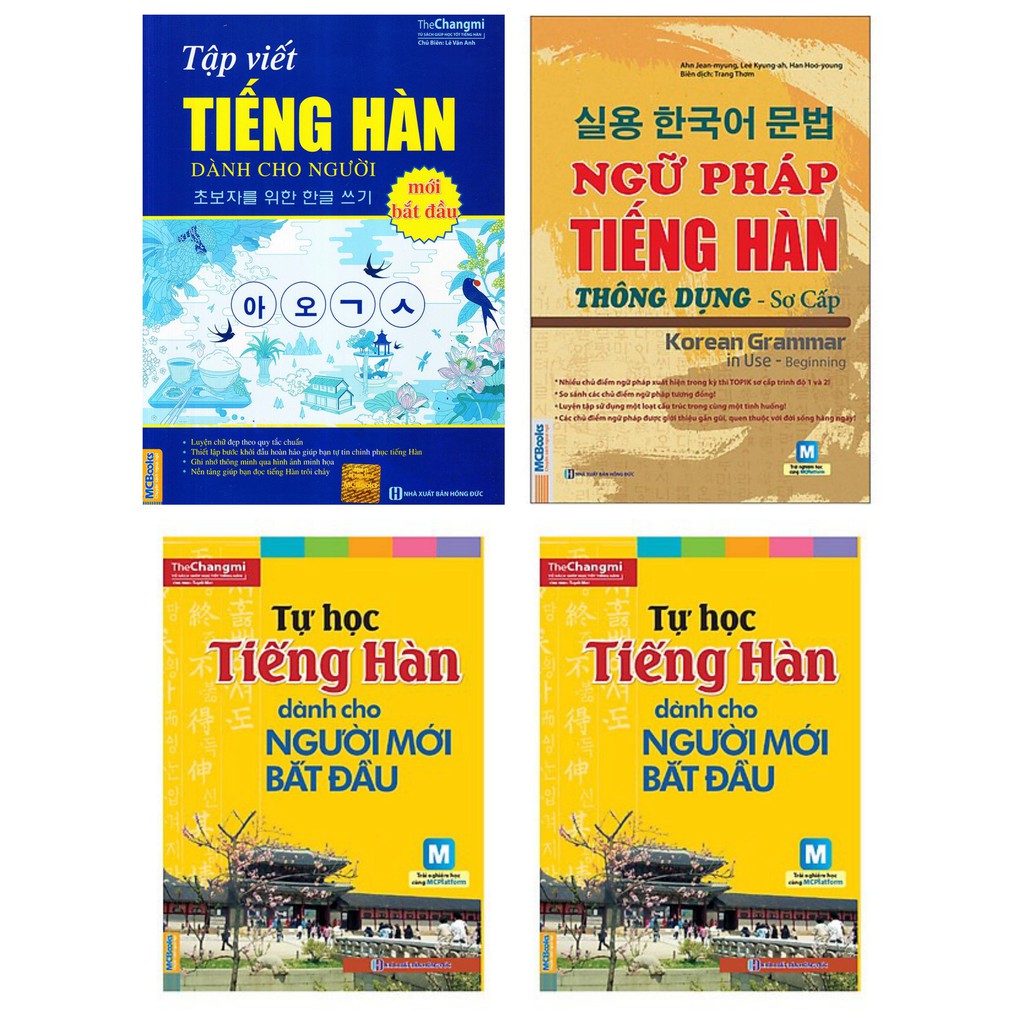 Sách - Combo giáo trình tiếng Hàn cho người mới bắt đầu: Tự học tiếng Hàn + Tập viết tiếng Hàn + Ngữ pháp tiếng Hàn