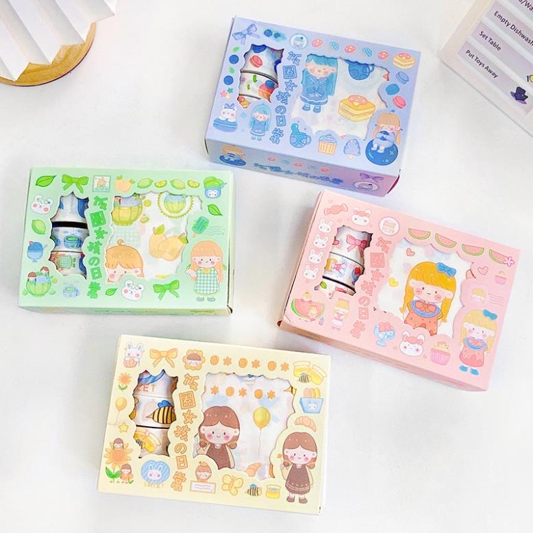 Sticker trang trí sổ GALANO set sticker và băng dính sticker trang trí sổ họa tiết hoạt hình vui nhộn SS-001413