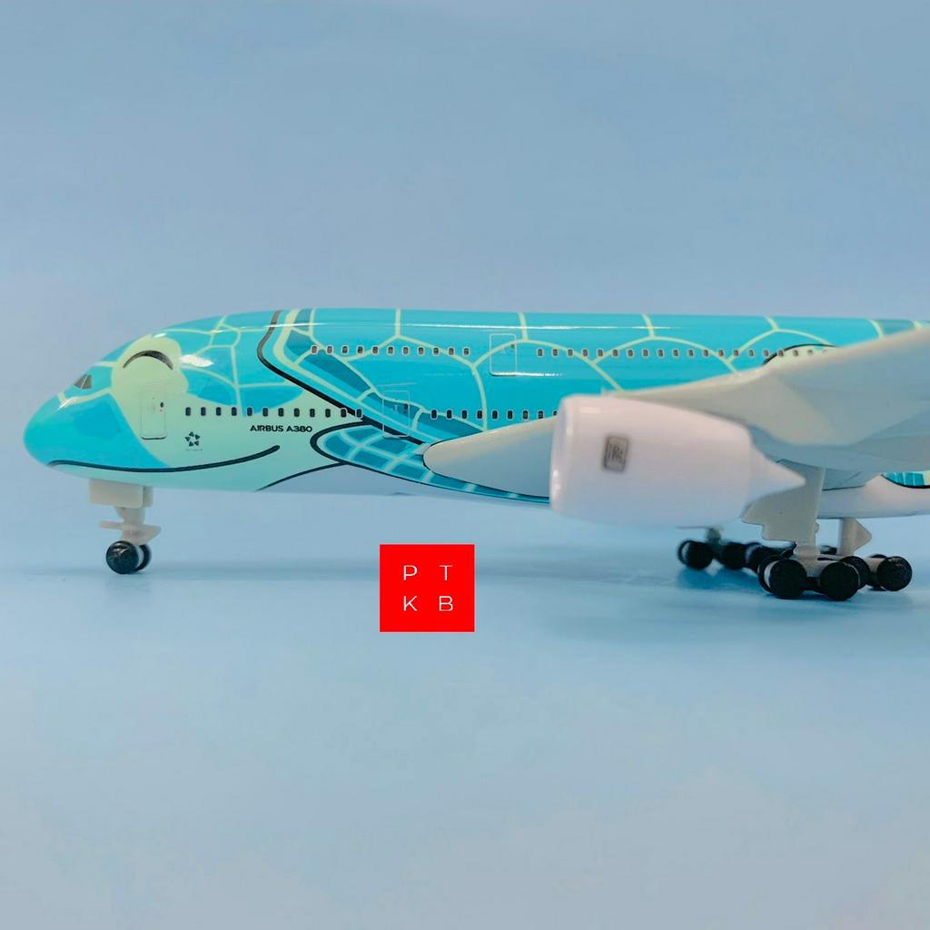 Máy Bay Mô Hình Kim Loại ANA 1:400 Airbus A380  Hoạt Hình Rùa Biển Đúc Khuôn Có Bánh Xe + Chân Đế