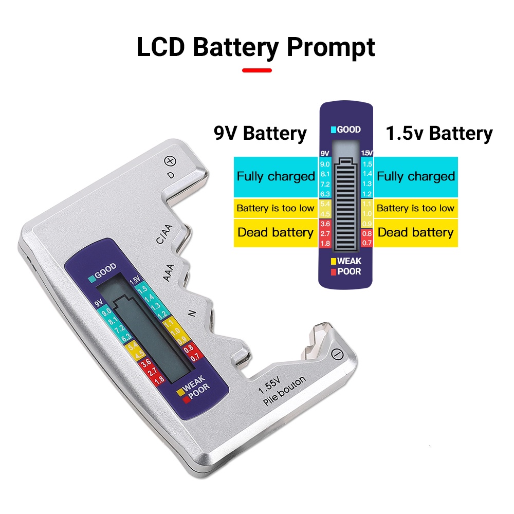 Máy test pin điện tử cầm tay EKEZ c d n aa aaa 9v 1.5v