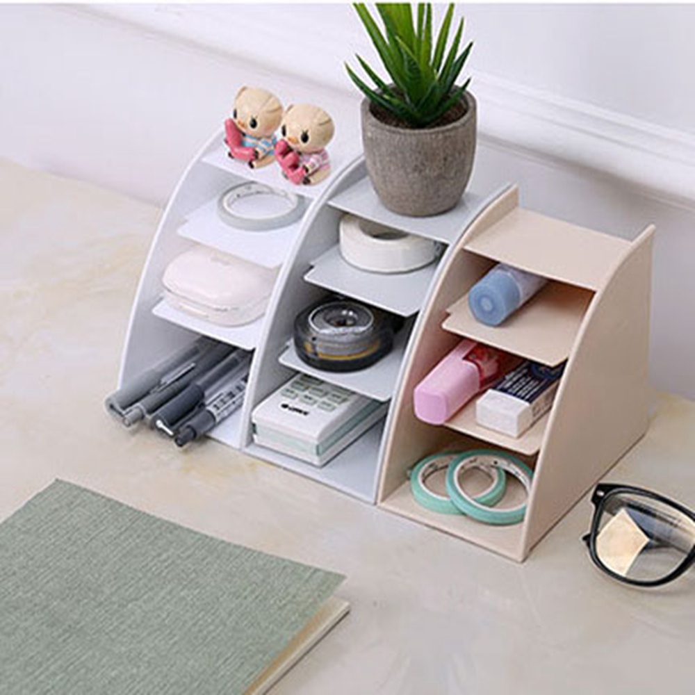 Hộp Đựng Mỹ Phẩm/Điện Thoại/Đồ Trang Điểm 3 Ngăn Bằng Nhựa 13*11.5*8.5cm Có 3 Màu