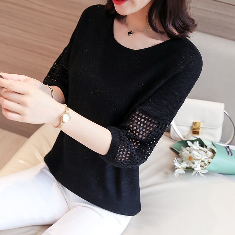 Áo Sweater Dệt Kim Mỏng Tay Lỡ Thiết Kế Đơn Giản Hợp Thời Trang
