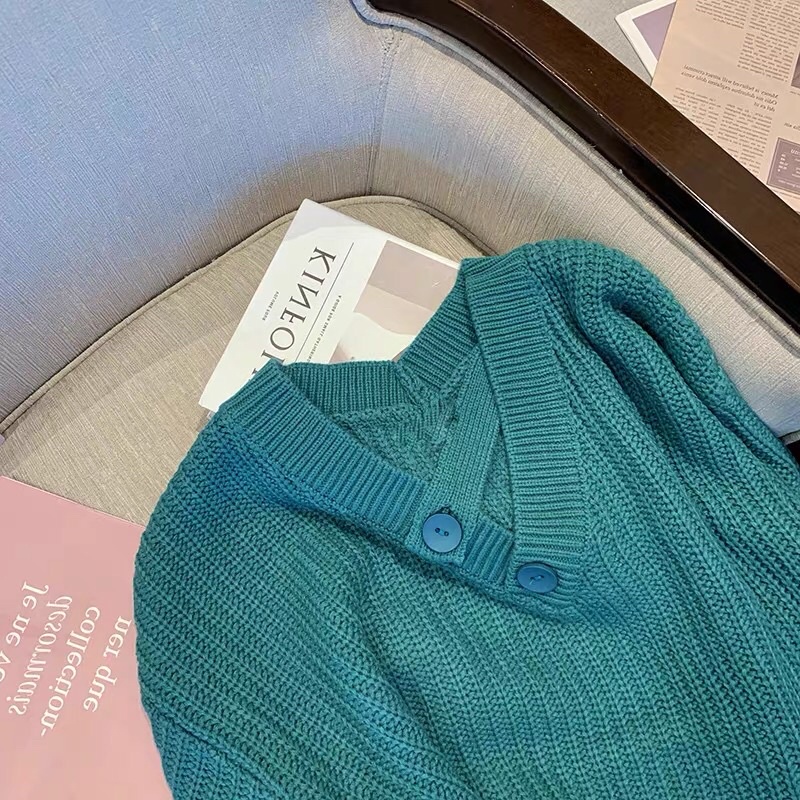 Áo len Xanh Cổ Tim 💚_YAME SHOP'S