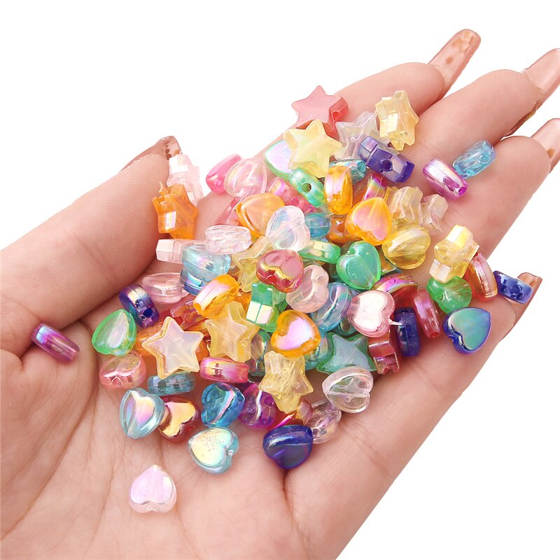 Set 100 Ngôi Sao Năm Cánh Trong Suốt Nhiều Màu Sắc Làm Trang Sức Thủ Công