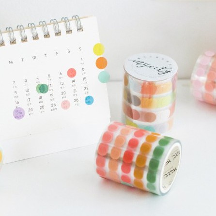 Cuộn Sticker tròn 3m Vpp Tuệ Minh, trang trí sổ, điện thoại, lịch, laptop STI06