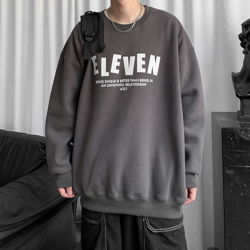 Áo Hoodie Tay Dài Cổ Tròn Dáng Rộng Thời Trang Xuân Thu Cho Nam 2021