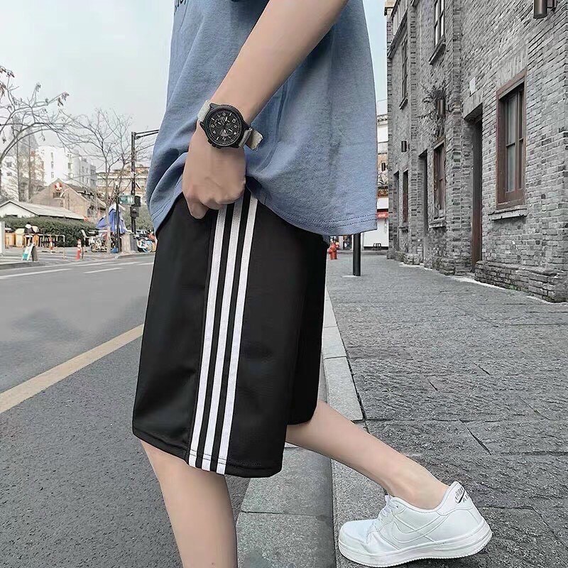 quần đùi 3 sọc nam nữ gió dù unisex basic tee, quần short 3 sọc thể thao