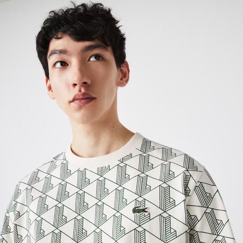 Áo Unisex Lacoste Monogram Print Cotton T-shirt