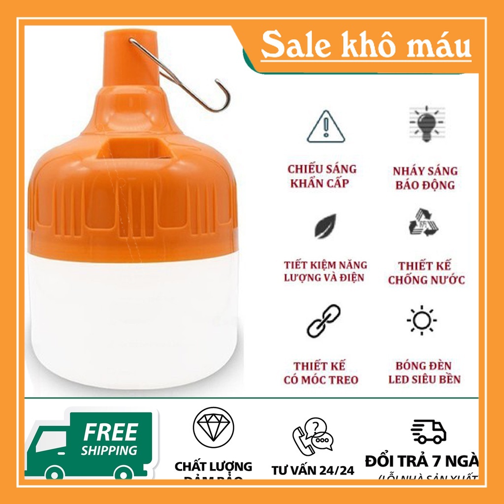 Bóng đèn LED sạc tích điện - (4-6H) công suất 40W đầu cắm USB sử dụng cho hàng quán vỉa hè hàng rong, dã ngoại - ngaanh